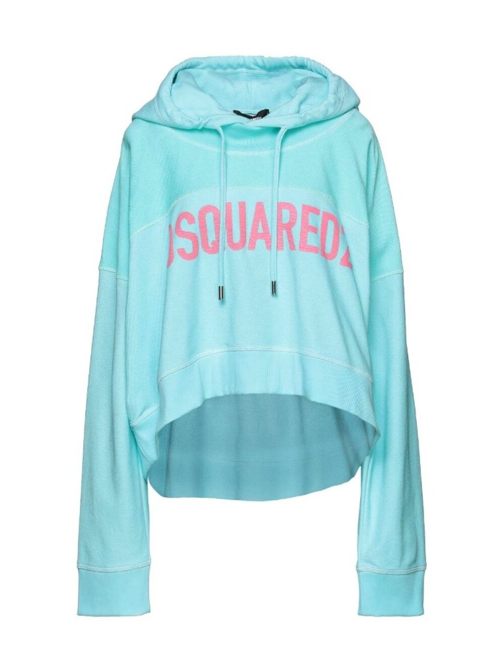 Dsquared2 Women’s Logo Hoodie Aqua Pink Cropped Oversized Size M NWT